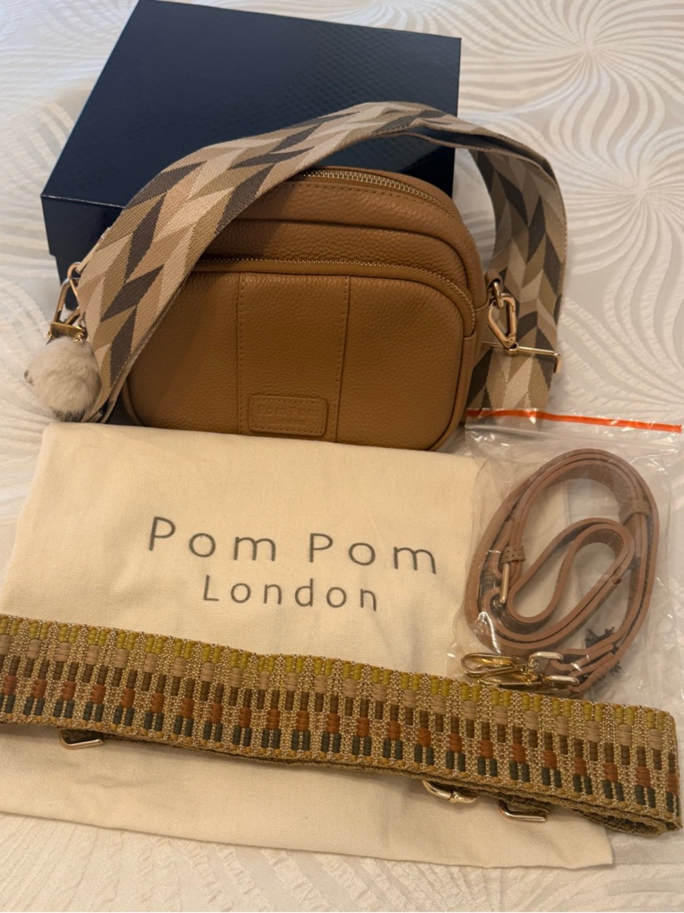 Pom Pom London Crossbody Bag with Three Straps